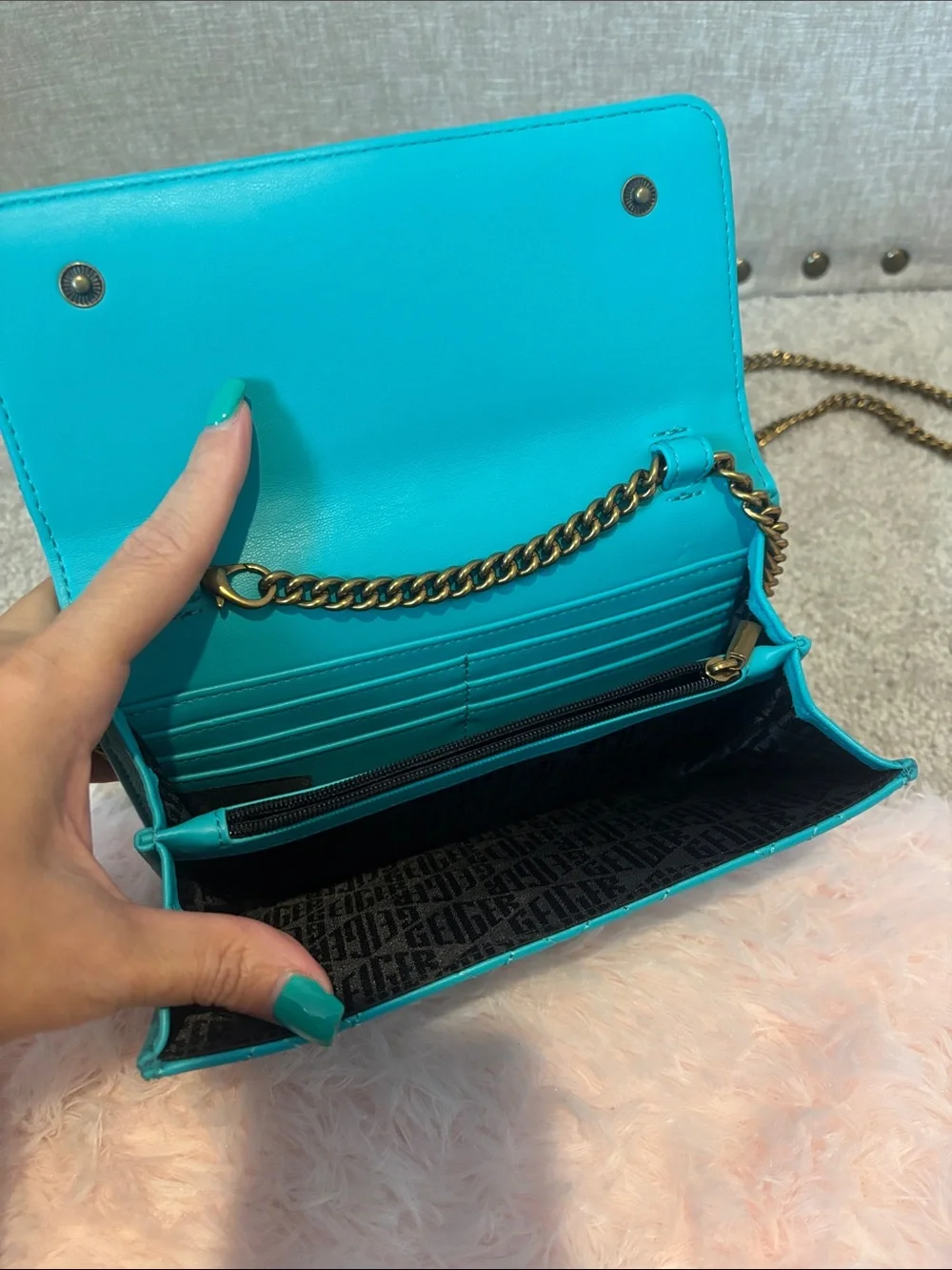 Kurt Geiger wallet on chain leather